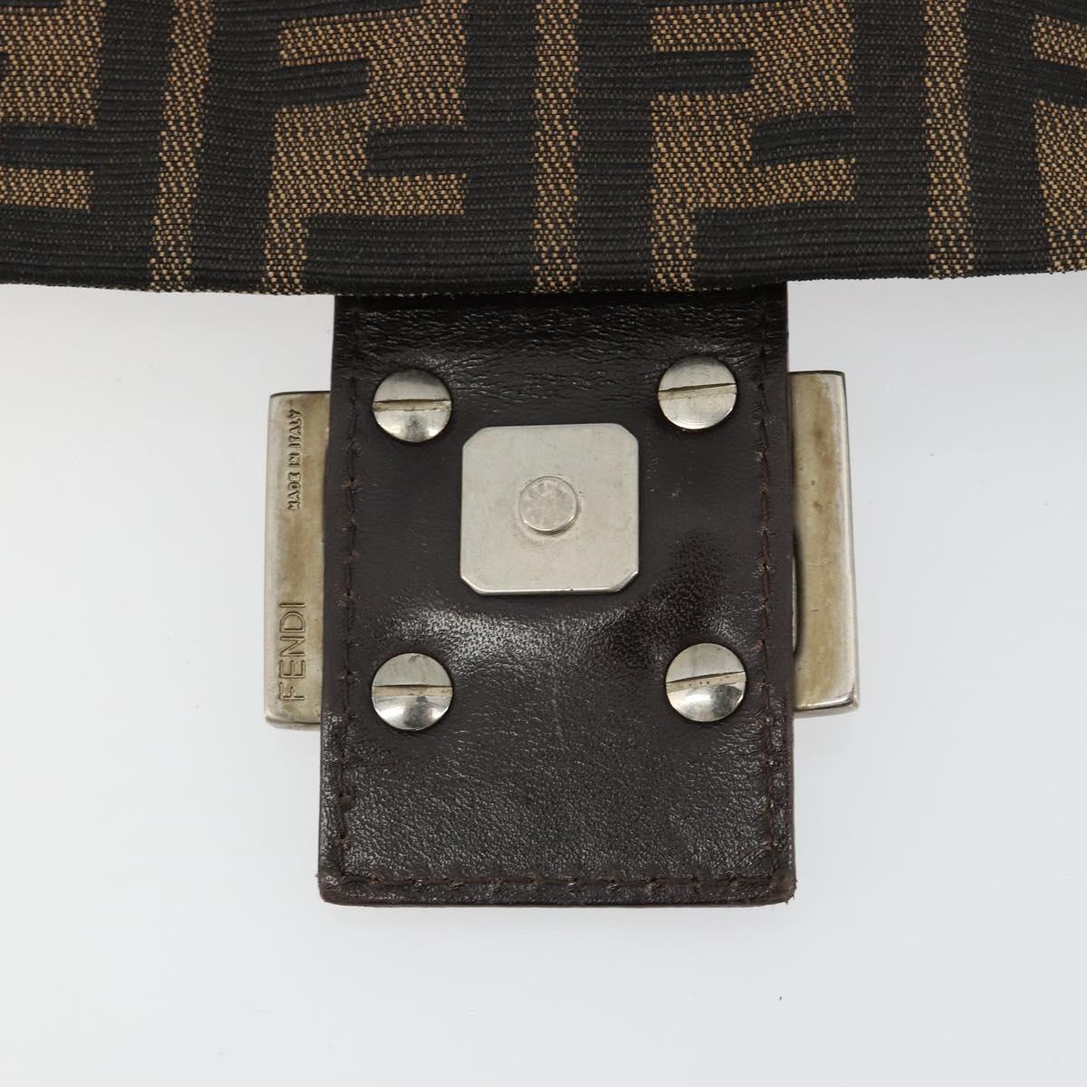 FENDI Zucca Canvas Mamma Baguette Shoulder Bag Brown Black Auth 180861A