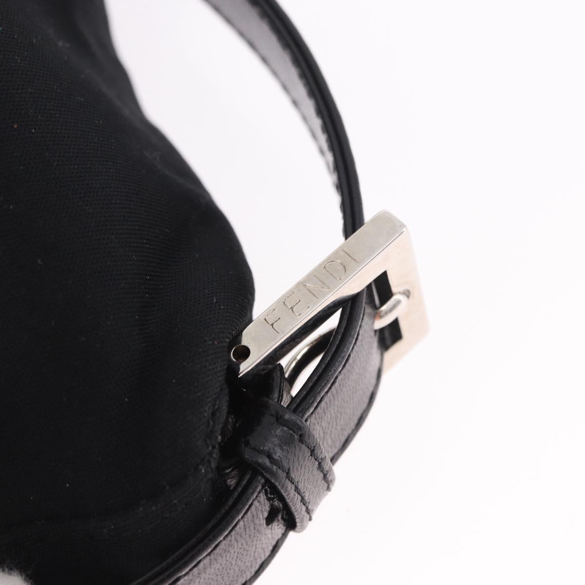 FENDI Mamma Baguette Shoulder Bag Cotton Jersey Black Silver Auth 180863
