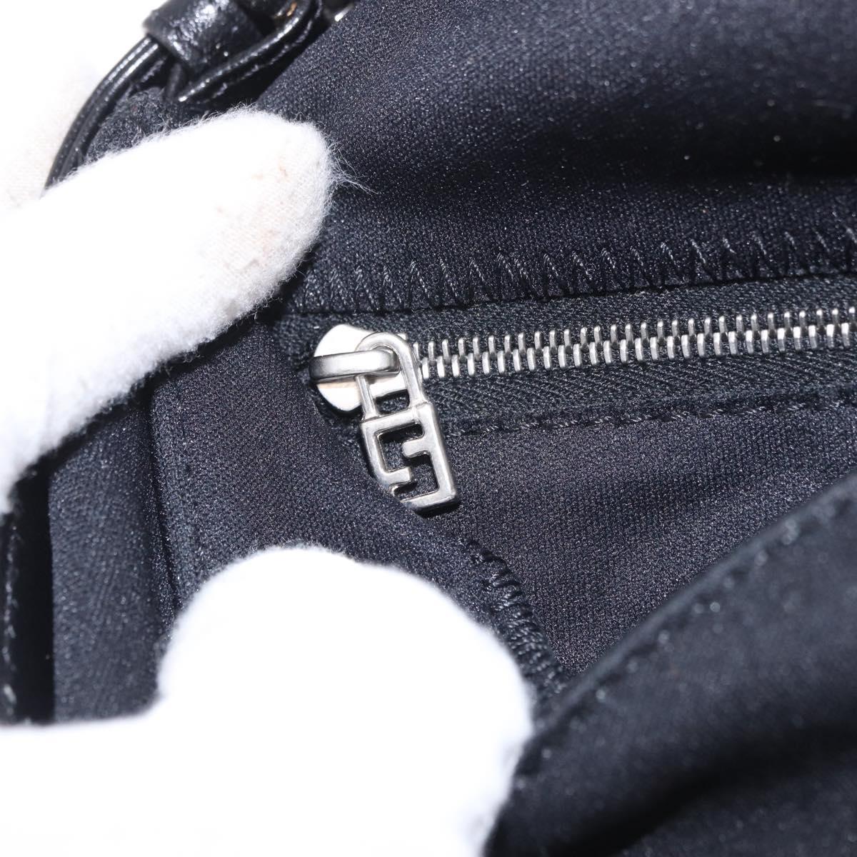 FENDI Mamma Baguette Shoulder Bag Cotton Jersey Black Silver Auth 180863