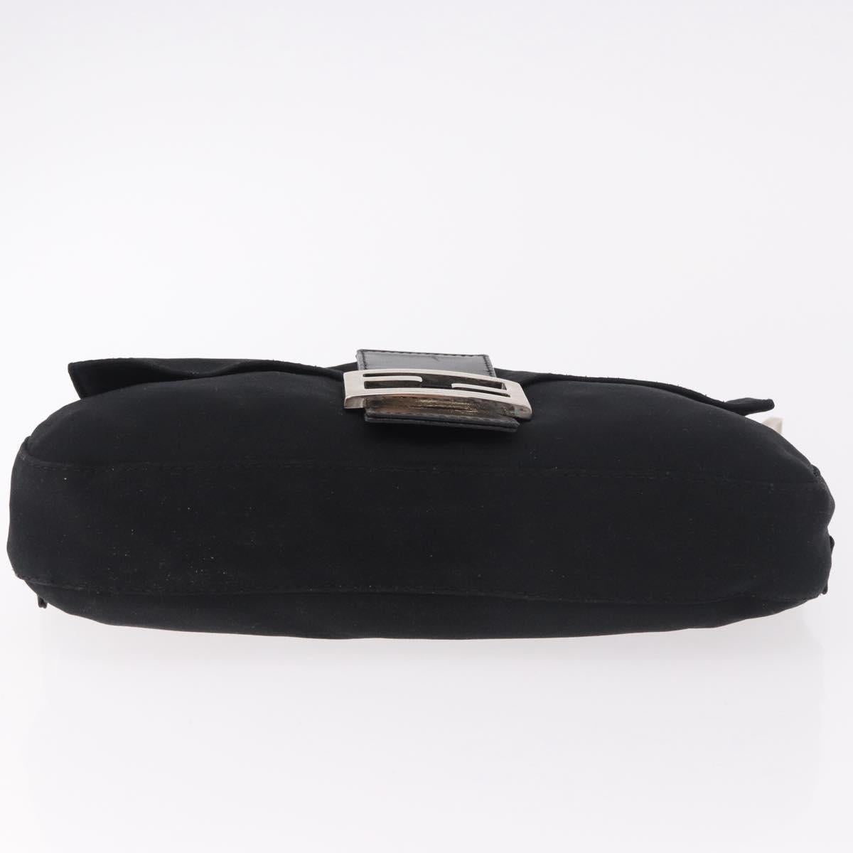FENDI Mamma Baguette Shoulder Bag Cotton Jersey Black Silver Auth 180863