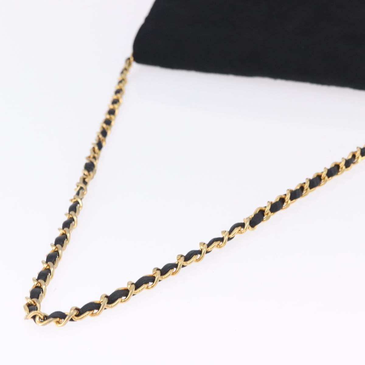 CHANEL Matelasse Chain Shoulder Bag Cotton Black Gold CC Auth 180866