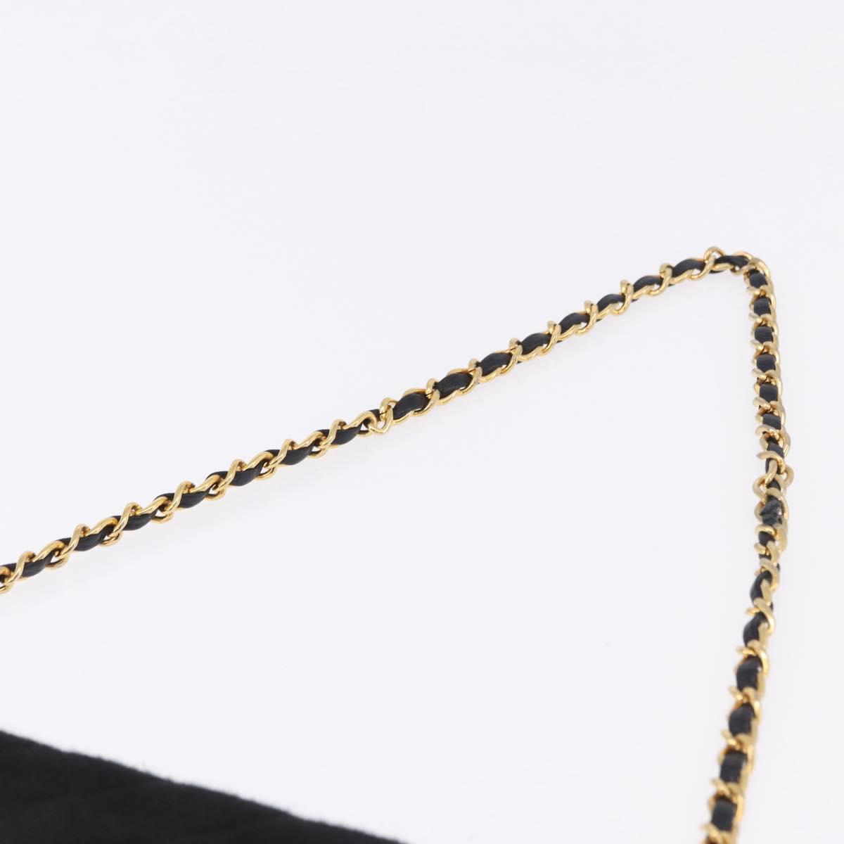 CHANEL Matelasse Chain Shoulder Bag Cotton Black Gold CC Auth 180866