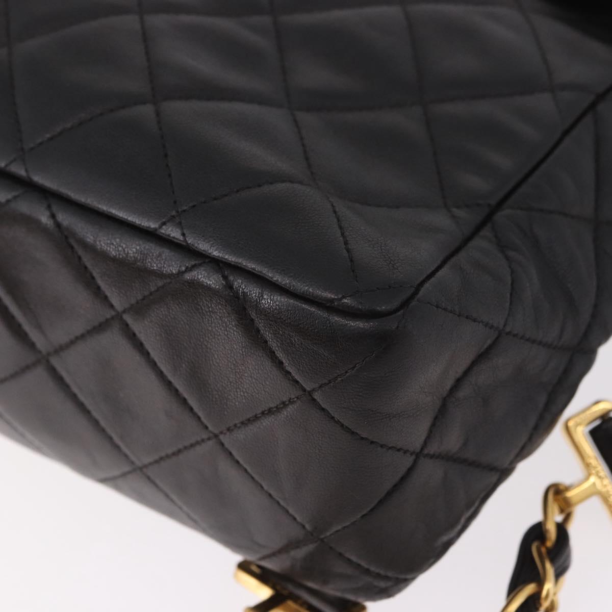 CHANEL Matelasse Chain Backpack Lamb Skin Gold Black CC Auth 180873SAV