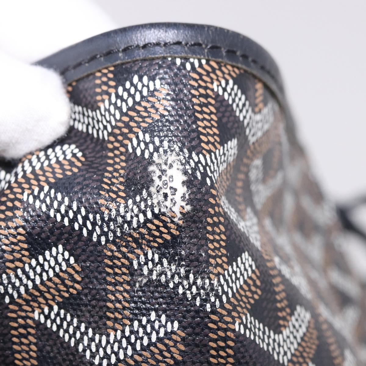 GOYARD Saint Louis PM Tote Bag Coated Canvas Black Silver Auth 180875