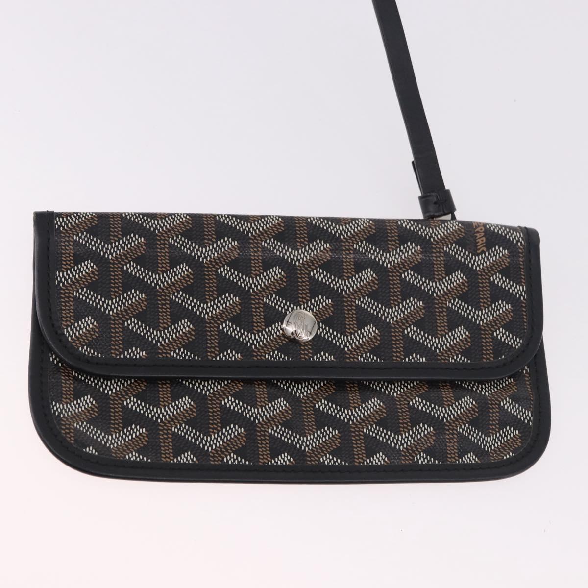 GOYARD Saint Louis PM Tote Bag Coated Canvas Black Silver Auth 180875