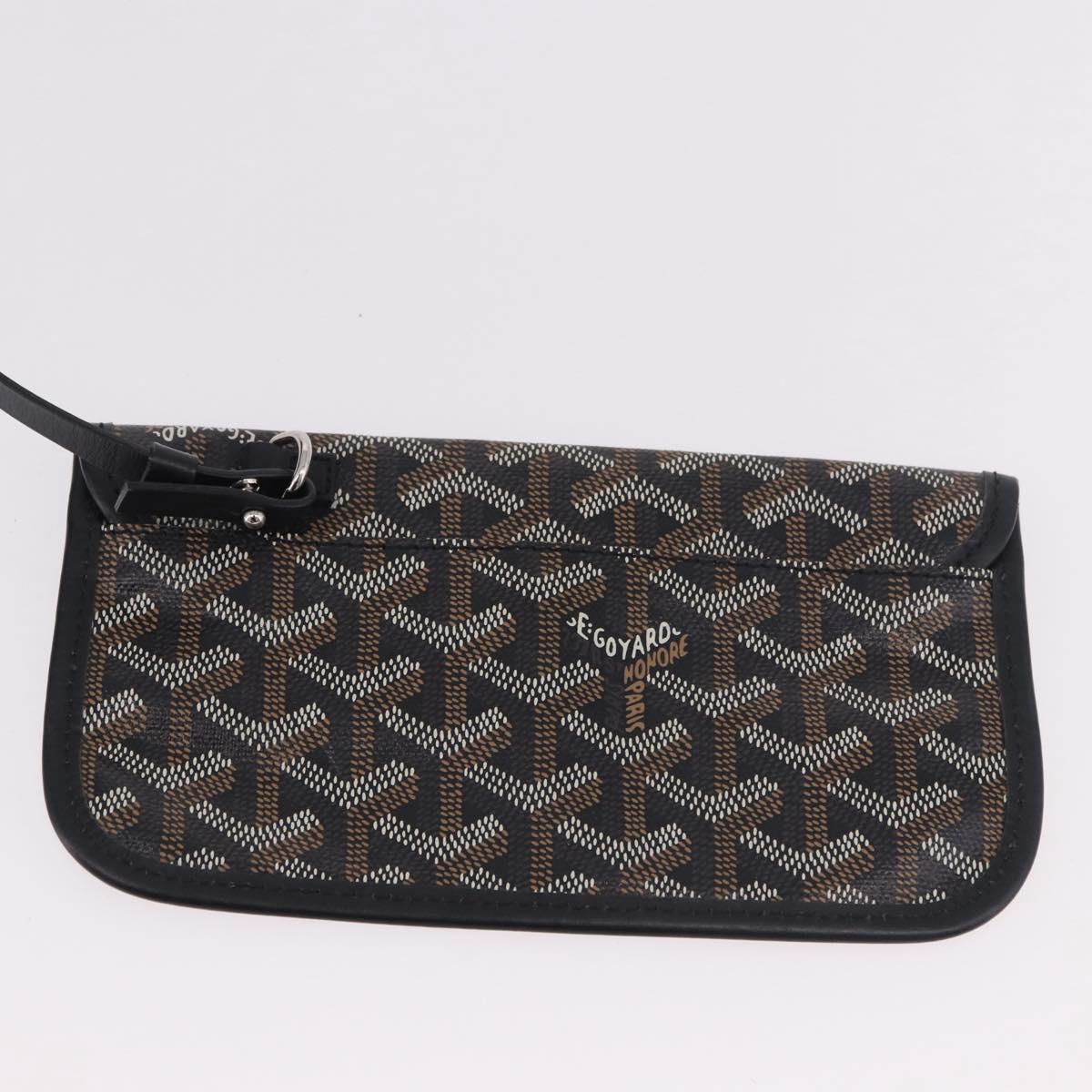 GOYARD Saint Louis PM Tote Bag Coated Canvas Black Silver Auth 180875