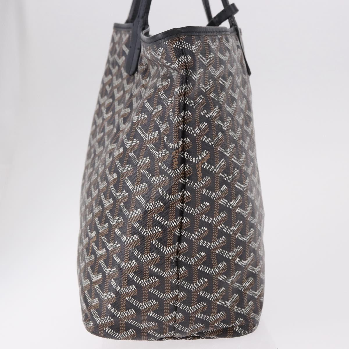 GOYARD Saint Louis PM Tote Bag Coated Canvas Black Silver Auth 180875