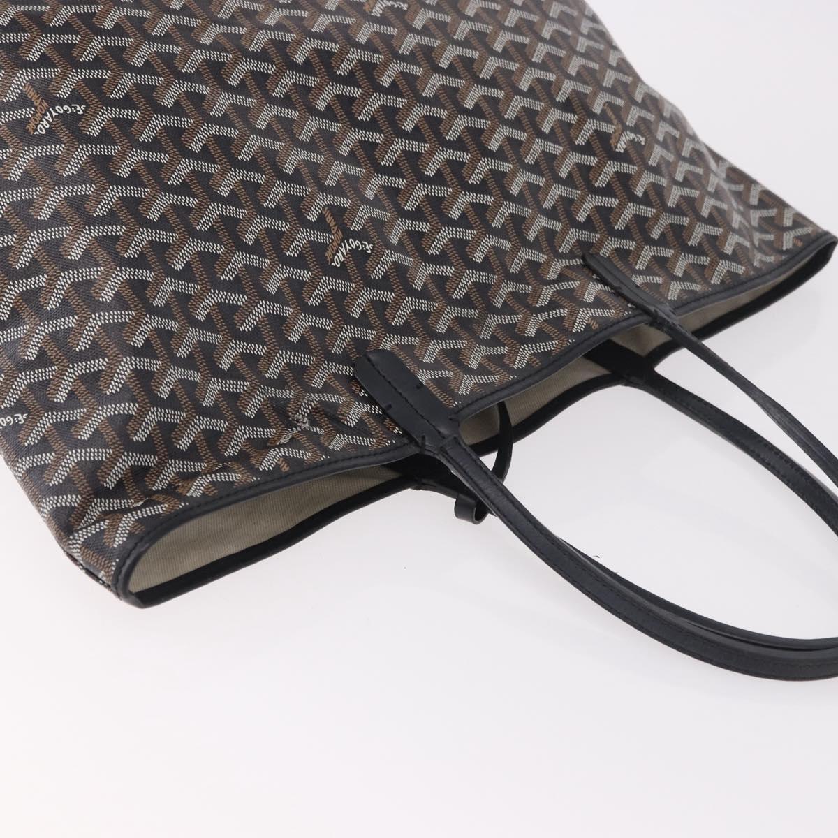 GOYARD Saint Louis PM Tote Bag Coated Canvas Black Silver Auth 180875