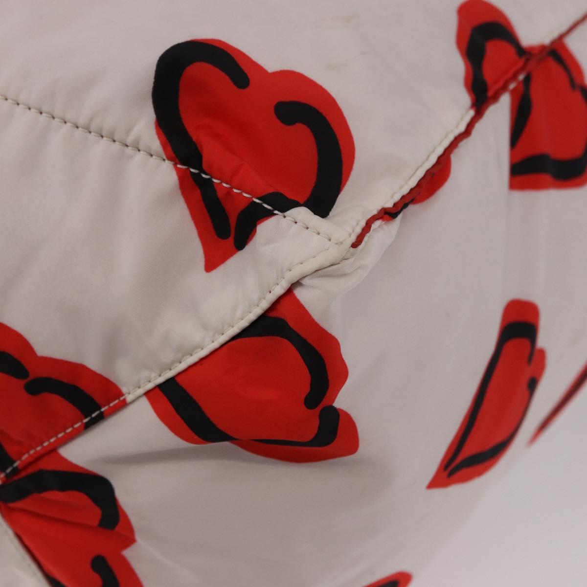 PRADA Tote Bag Nylon Red Silver Auth 180876