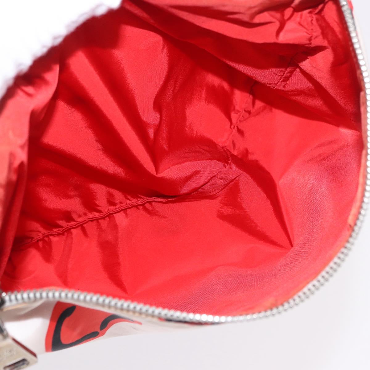 PRADA Tote Bag Nylon Red Silver Auth 180876