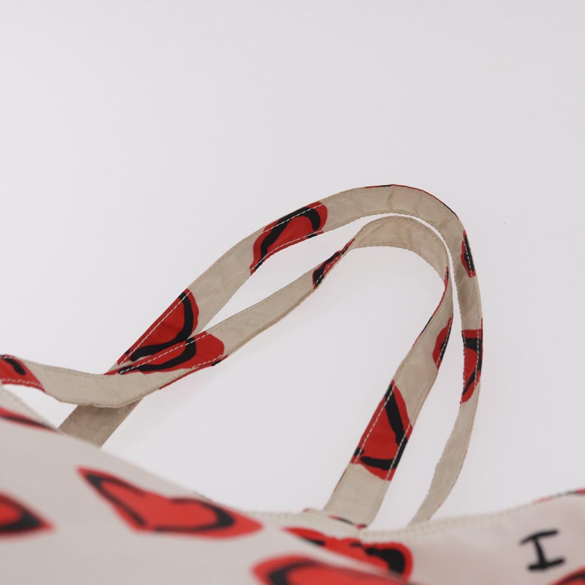 PRADA Tote Bag Nylon Red Silver Auth 180876