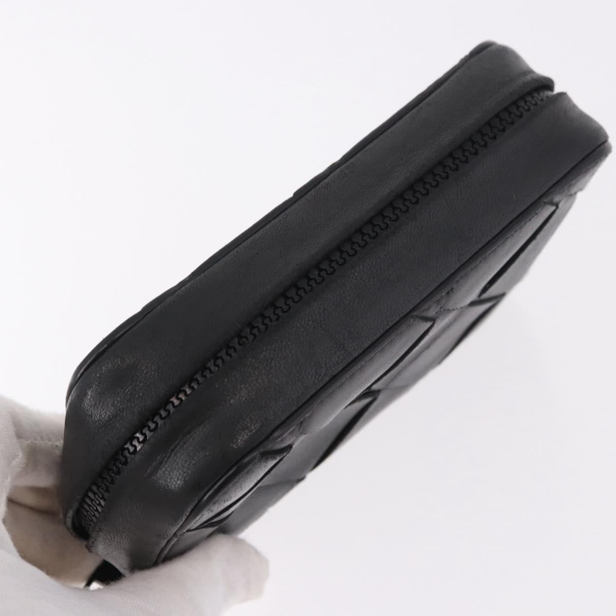 BOTTEGA VENETA MAXI INTRECCIATO Pouch Leather Black Auth 180883A