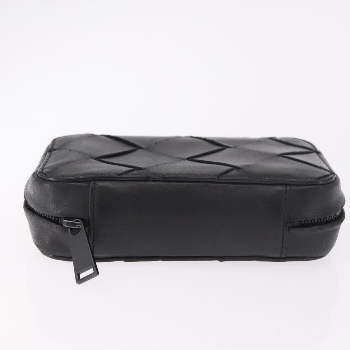 BOTTEGA VENETA MAXI INTRECCIATO Pouch Leather Black Auth 180883A