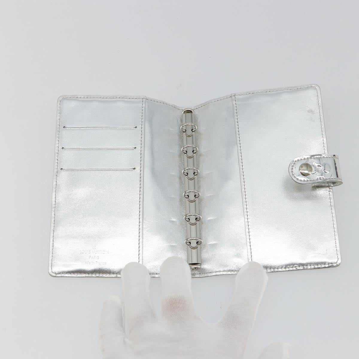 LOUIS VUITTON Monogram Miroir Agenda PM Planner Cover Silver R20963 Auth 180884A