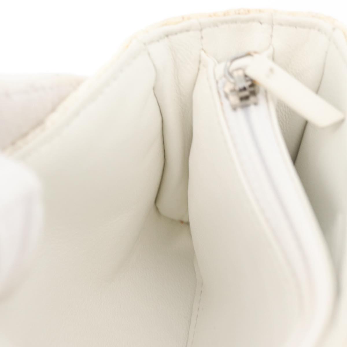 CHANEL Matelasse Pouch Coated Canvas White Silver CC Auth 180887A