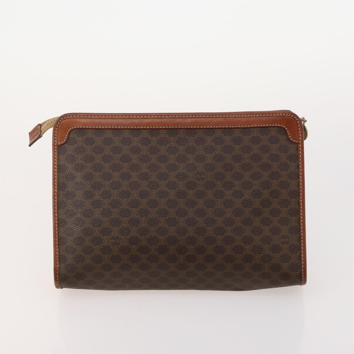 CELINE Macadam Canvas Clutch Bag PVC Leather 5 Set Brown Beige Auth 180889
