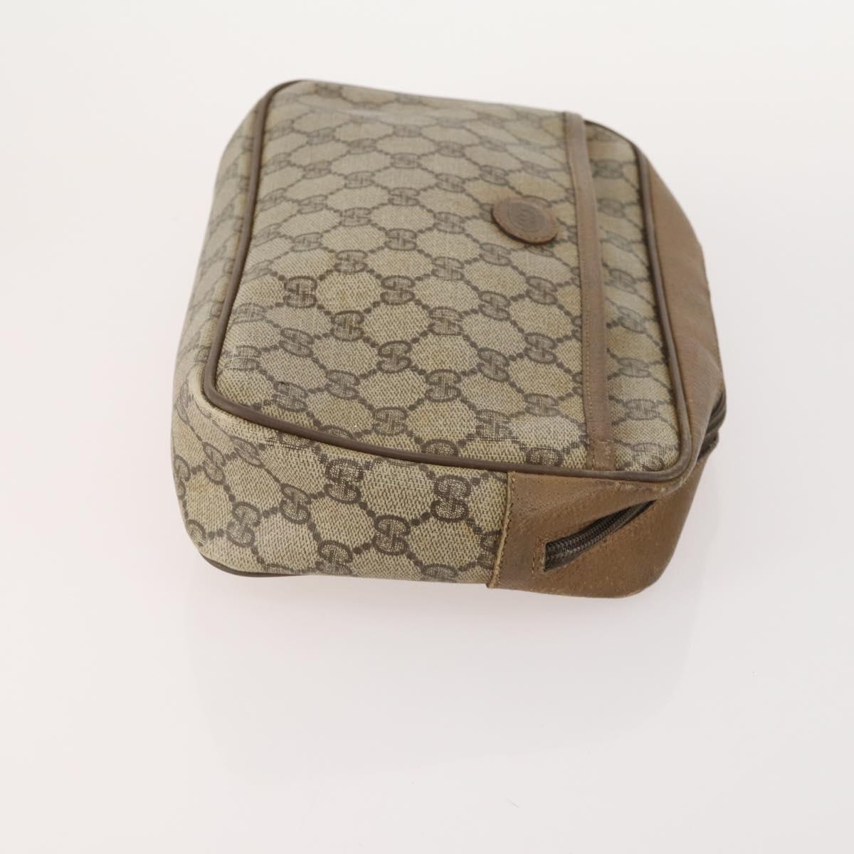 GUCCI GG Supreme Web Sherry Line Clutch Bag PVC 4 Set Beige Gold Auth 180890