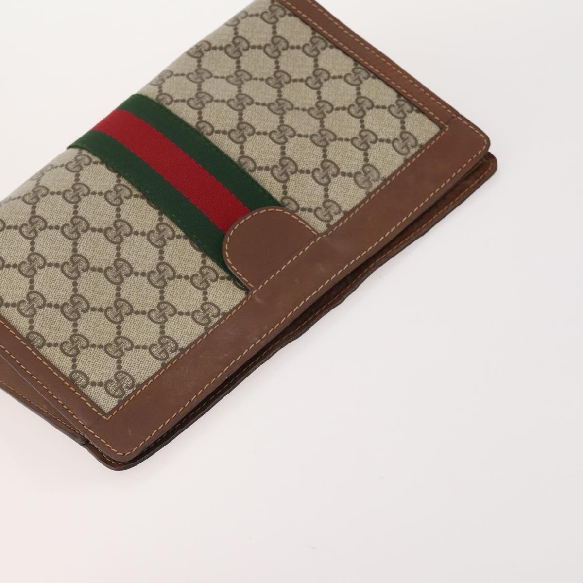 GUCCI GG Supreme Web Sherry Line Clutch Bag PVC 4 Set Beige Gold Auth 180890