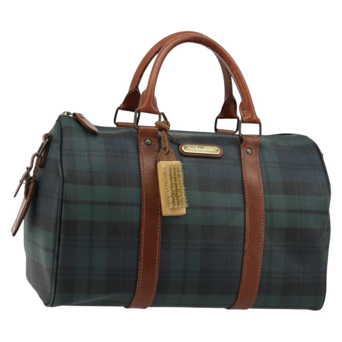 Polo Ralph Lauren Boston Bag Leather PVC Green Auth 180894A