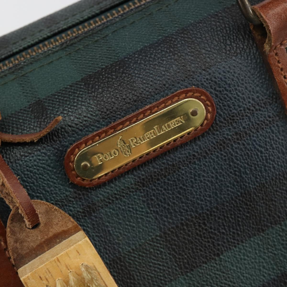 Polo Ralph Lauren Boston Bag Leather PVC Green Auth 180894A