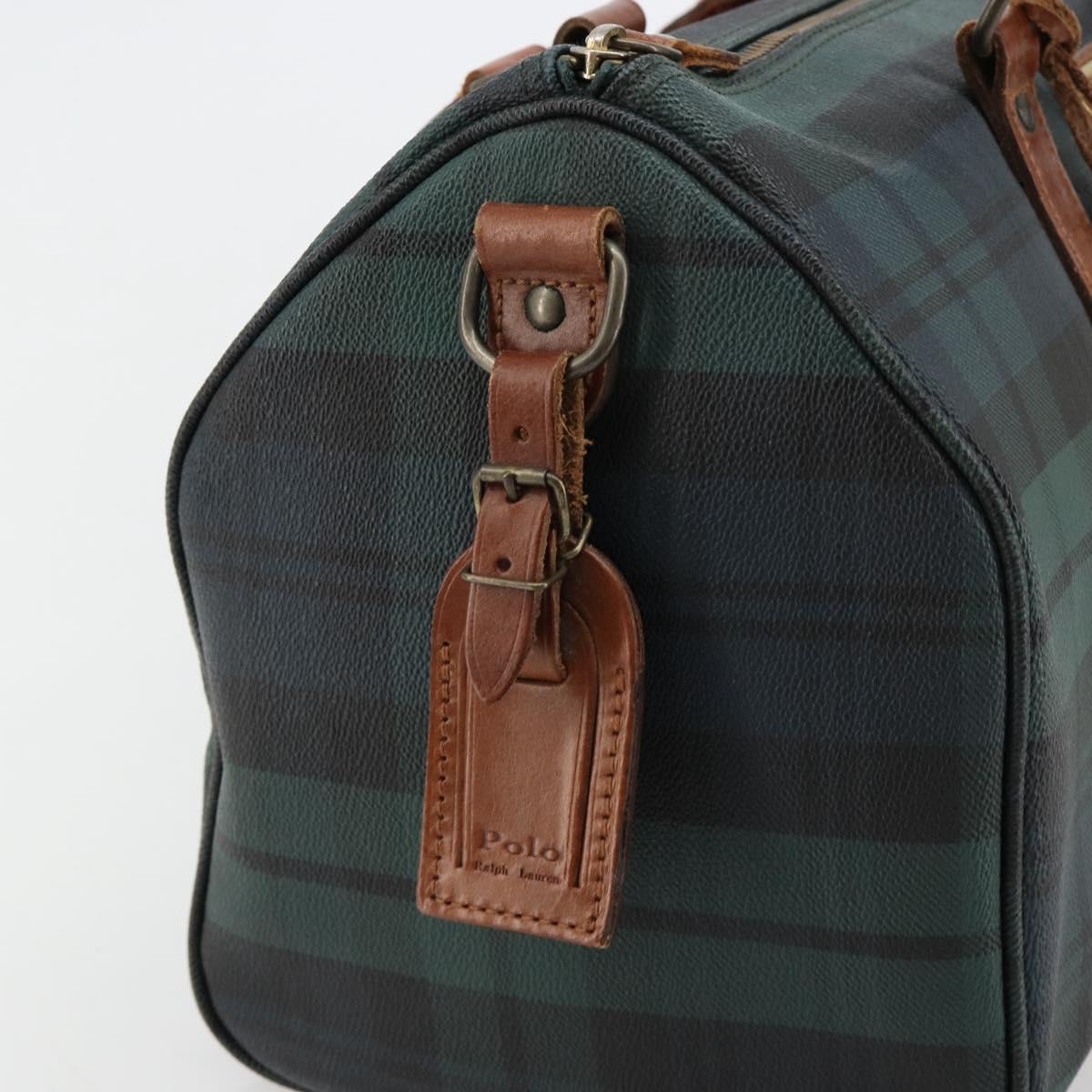 Polo Ralph Lauren Boston Bag Leather PVC Green Auth 180894A