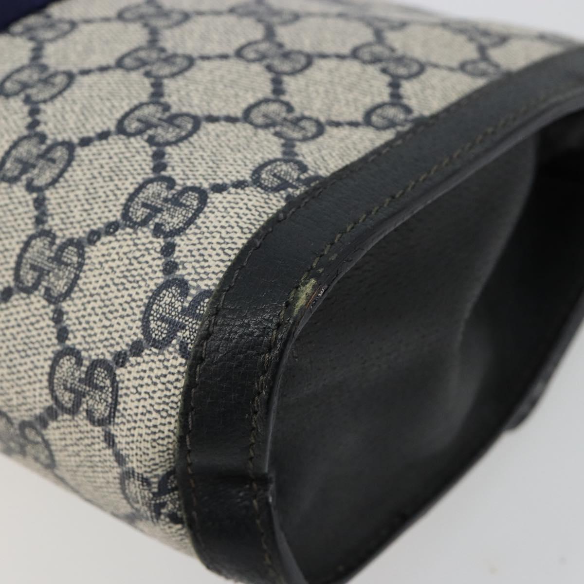 GUCCI GG Supreme Sherry Line Clutch Bag PVC Navy Gold 41 014 3087 25 Auth 180897