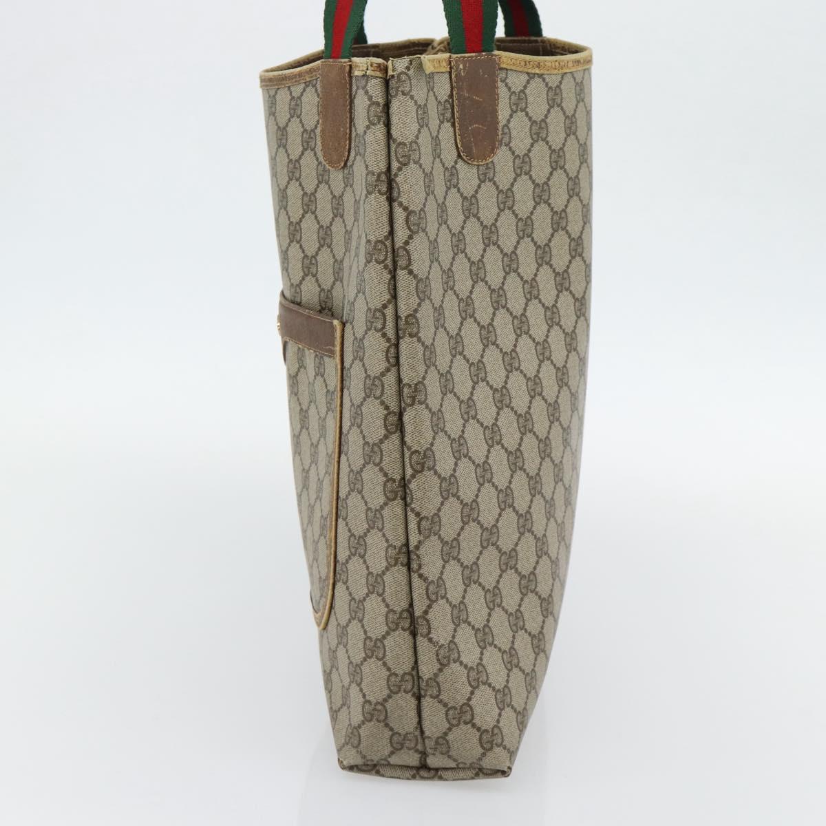 GUCCI GG Supreme Web Sherry Line Tote Bag PVC Beige Red 39 02 003 Auth 180903