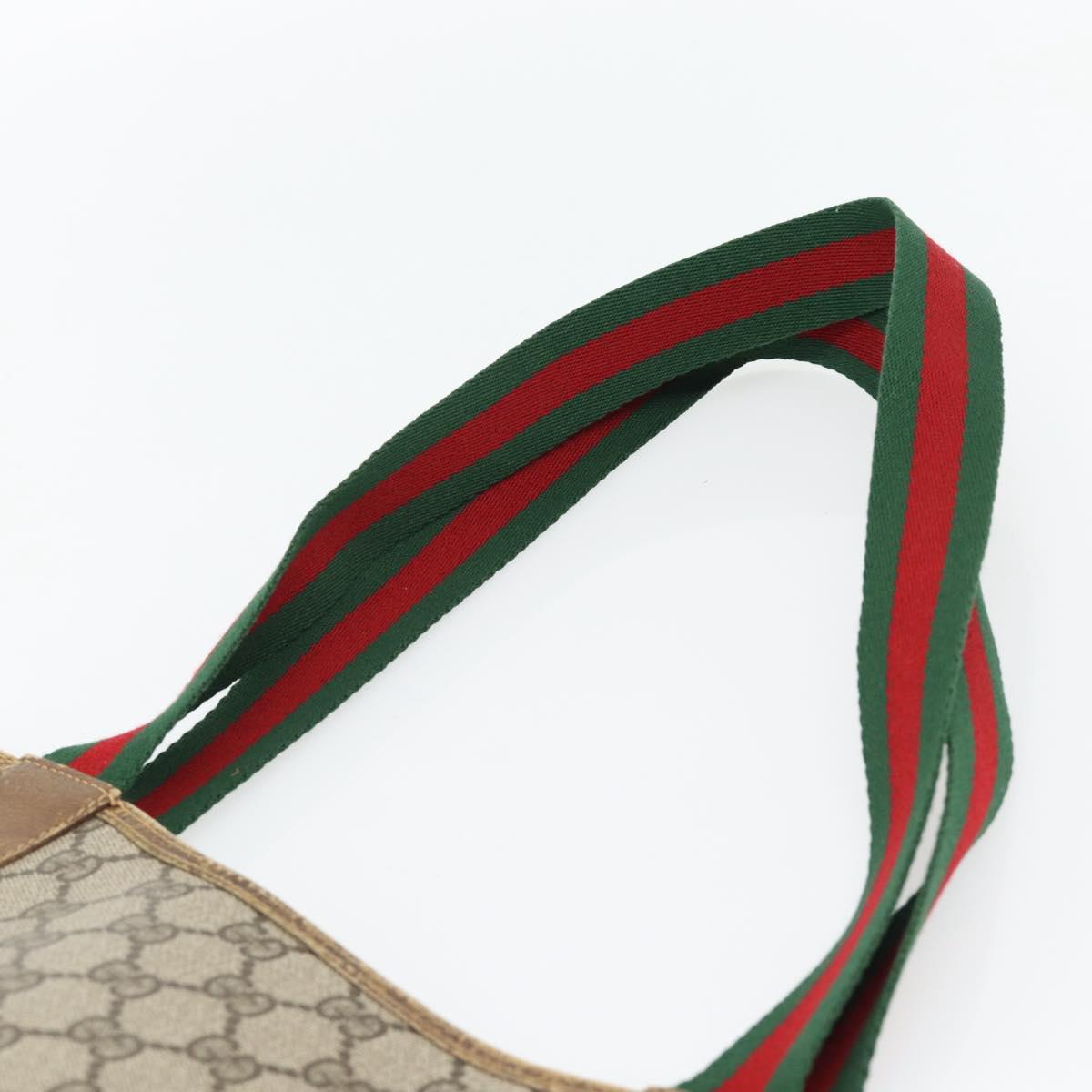 GUCCI GG Supreme Web Sherry Line Tote Bag PVC Beige Red 39 02 003 Auth 180903