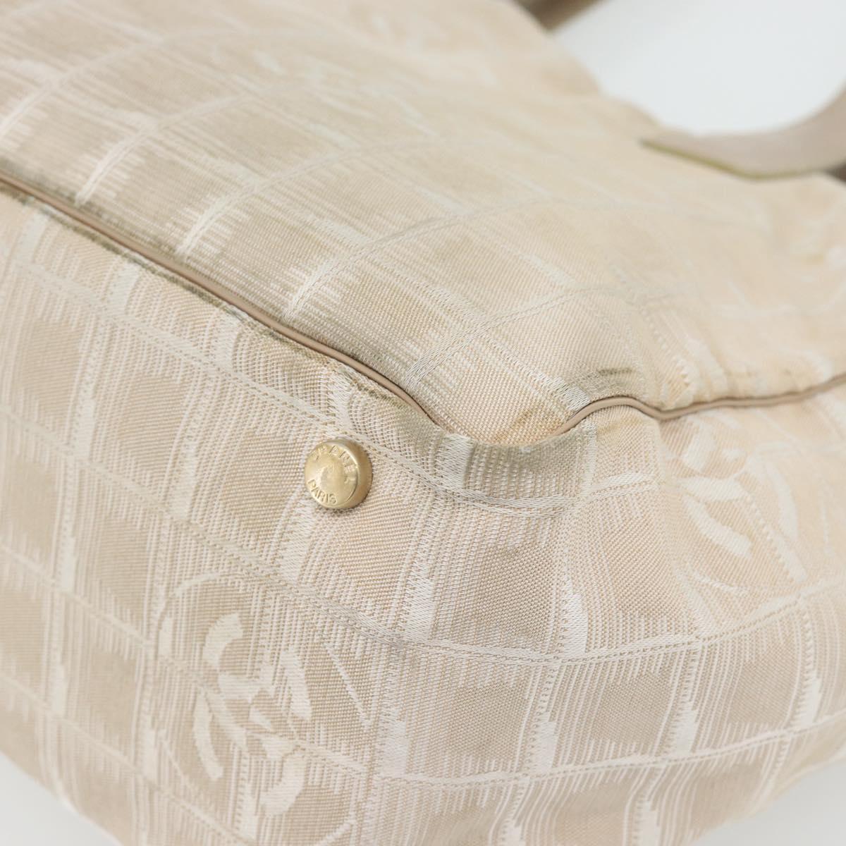 CHANEL New Travel Line Tote Bag Nylon Beige Gold CC Auth 180906