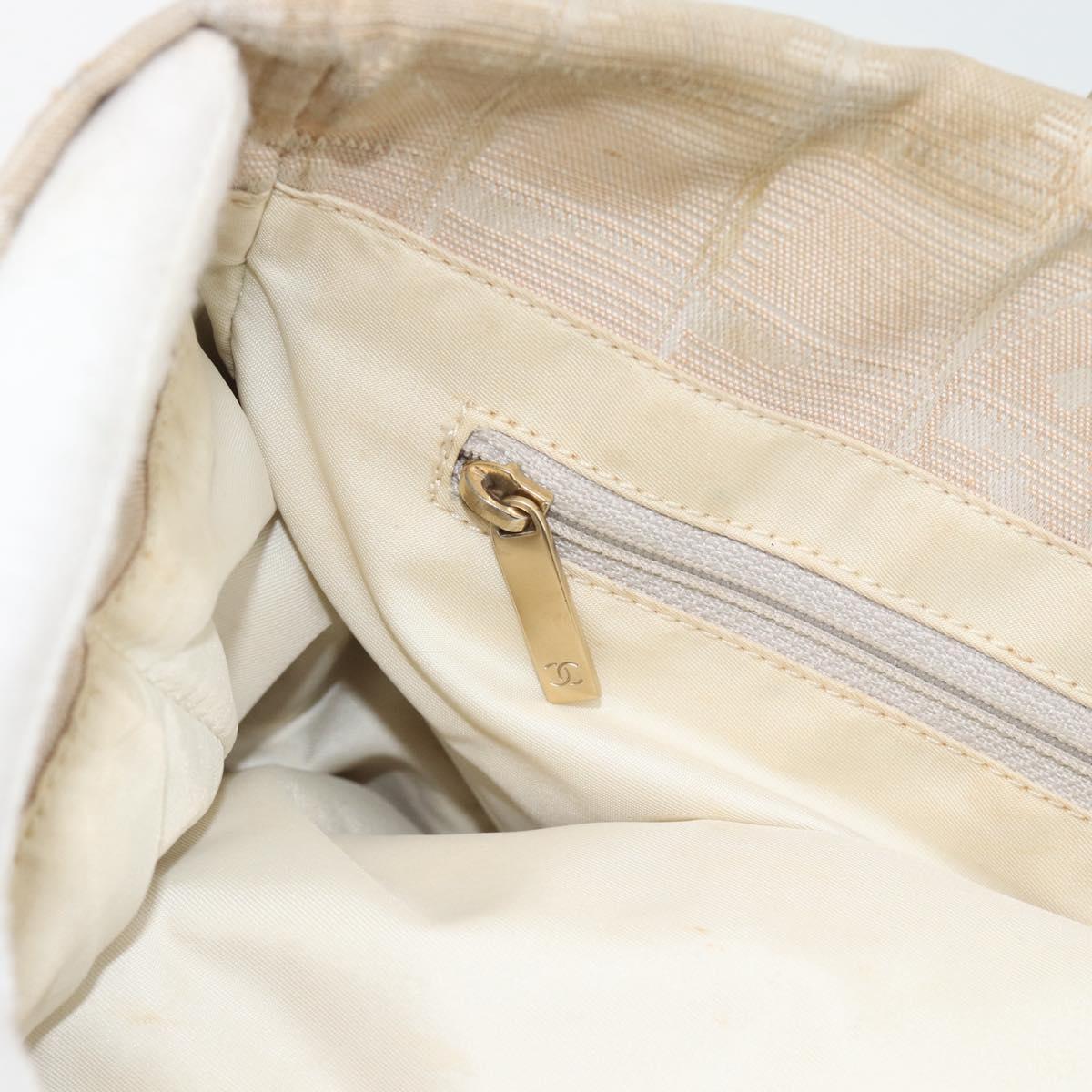 CHANEL New Travel Line Tote Bag Nylon Beige Gold CC Auth 180906