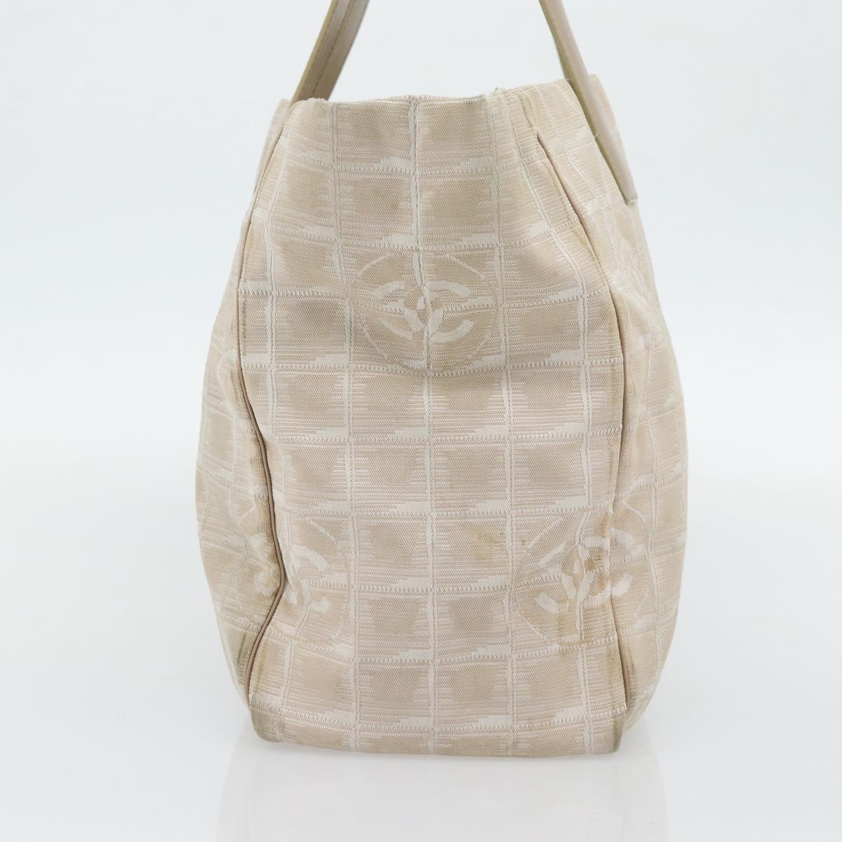 CHANEL New Travel Line Tote Bag Nylon Beige Gold CC Auth 180906
