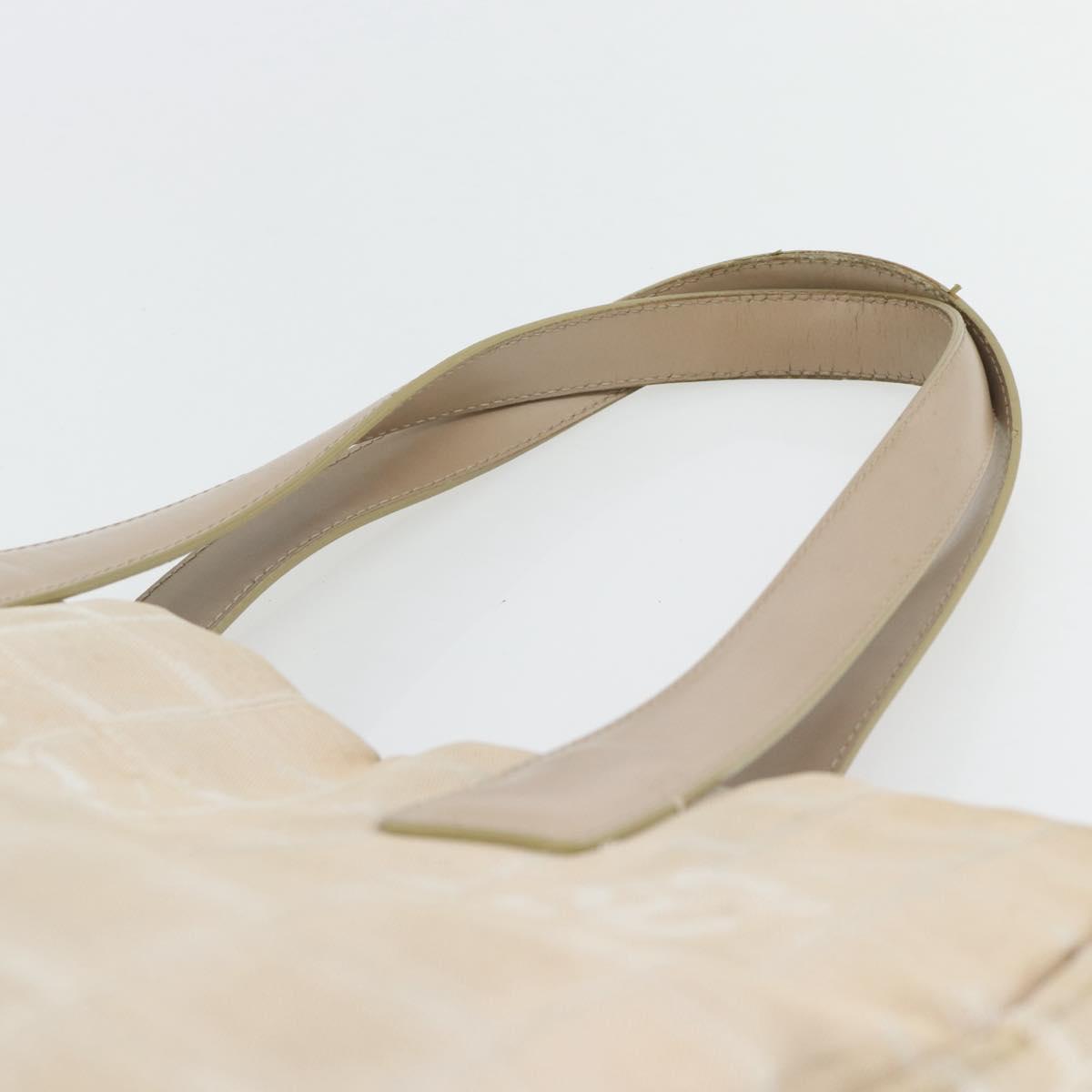 CHANEL New Travel Line Tote Bag Nylon Beige Gold CC Auth 180906