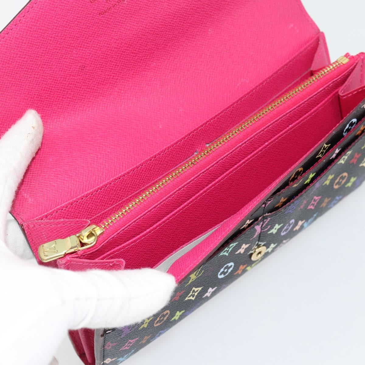 LOUIS VUITTON Monogram Multicolor Portefeiulle Sarah Black M60668 LV Auth 180911