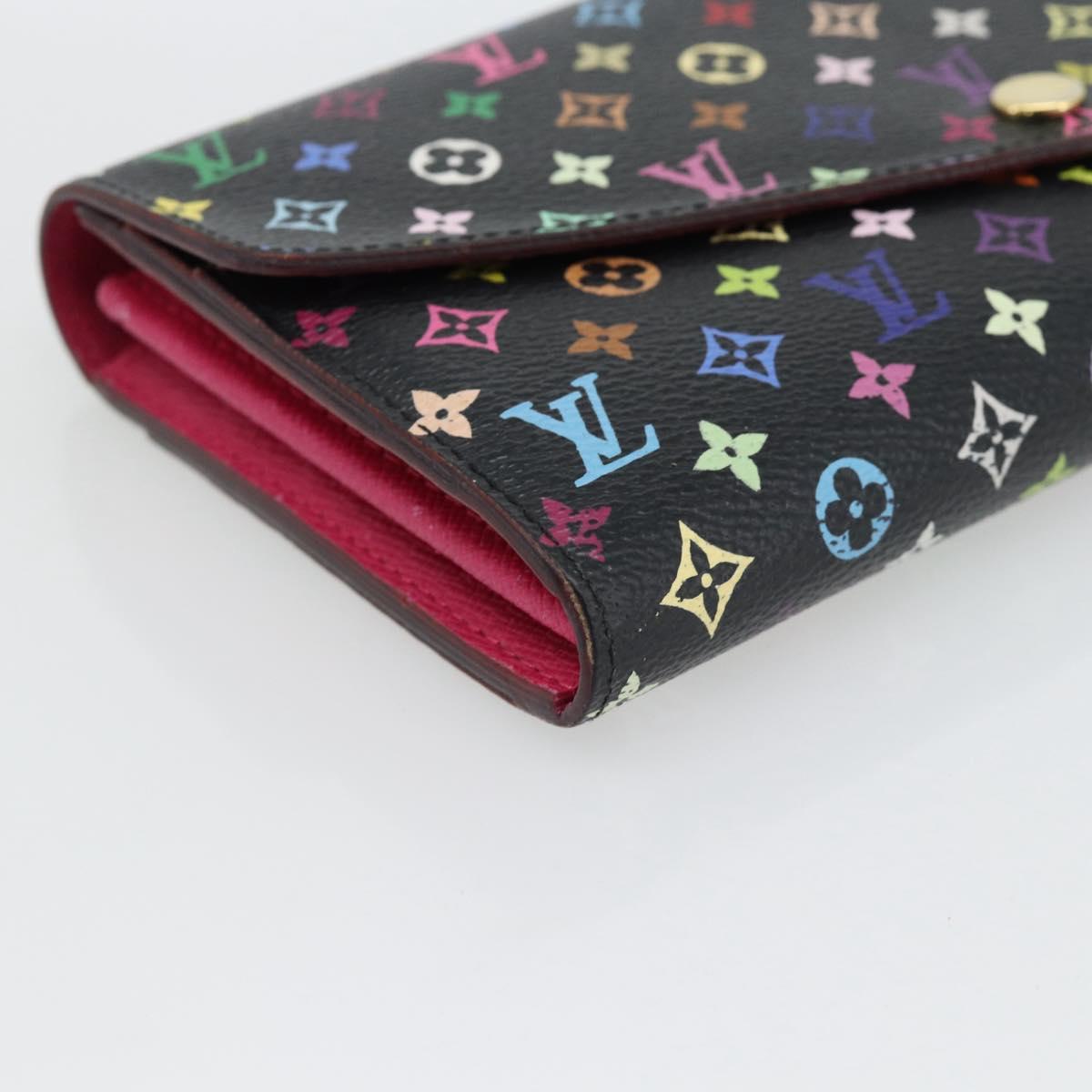 LOUIS VUITTON Monogram Multicolor Portefeiulle Sarah Black M60668 LV Auth 180911
