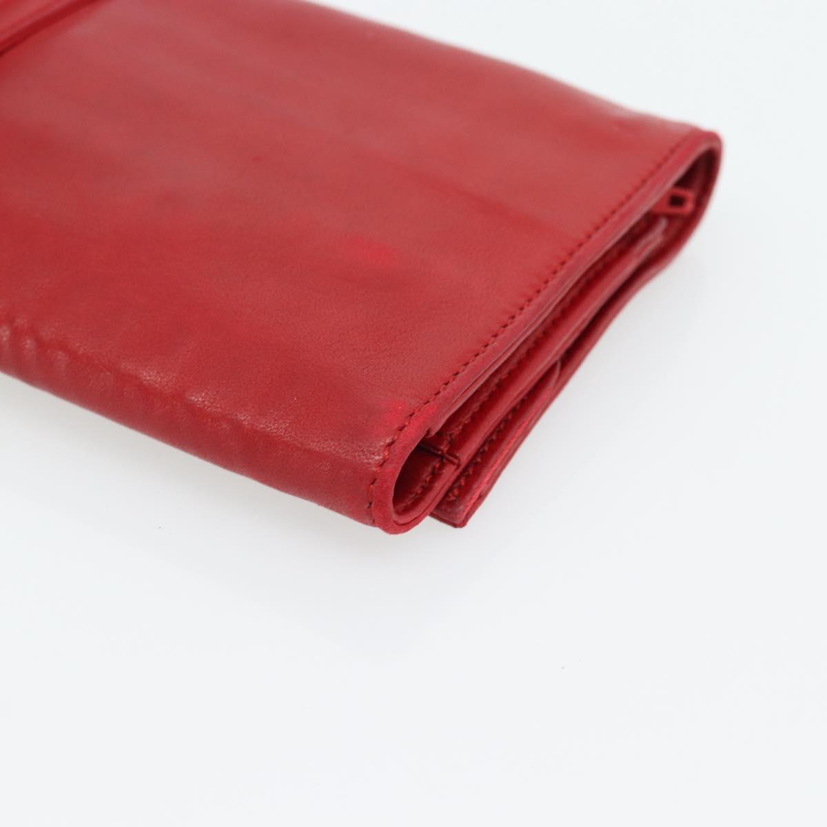 HERMES Jewelry Case Leather Red Gold Auth 180912A