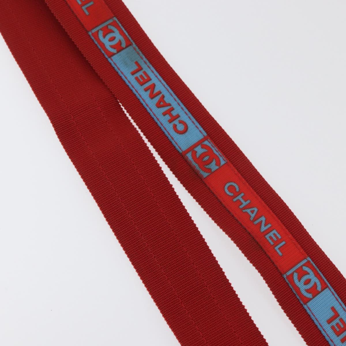 CHANEL Sports Shoulder Strap Nylon Red Silver CC Auth 180919