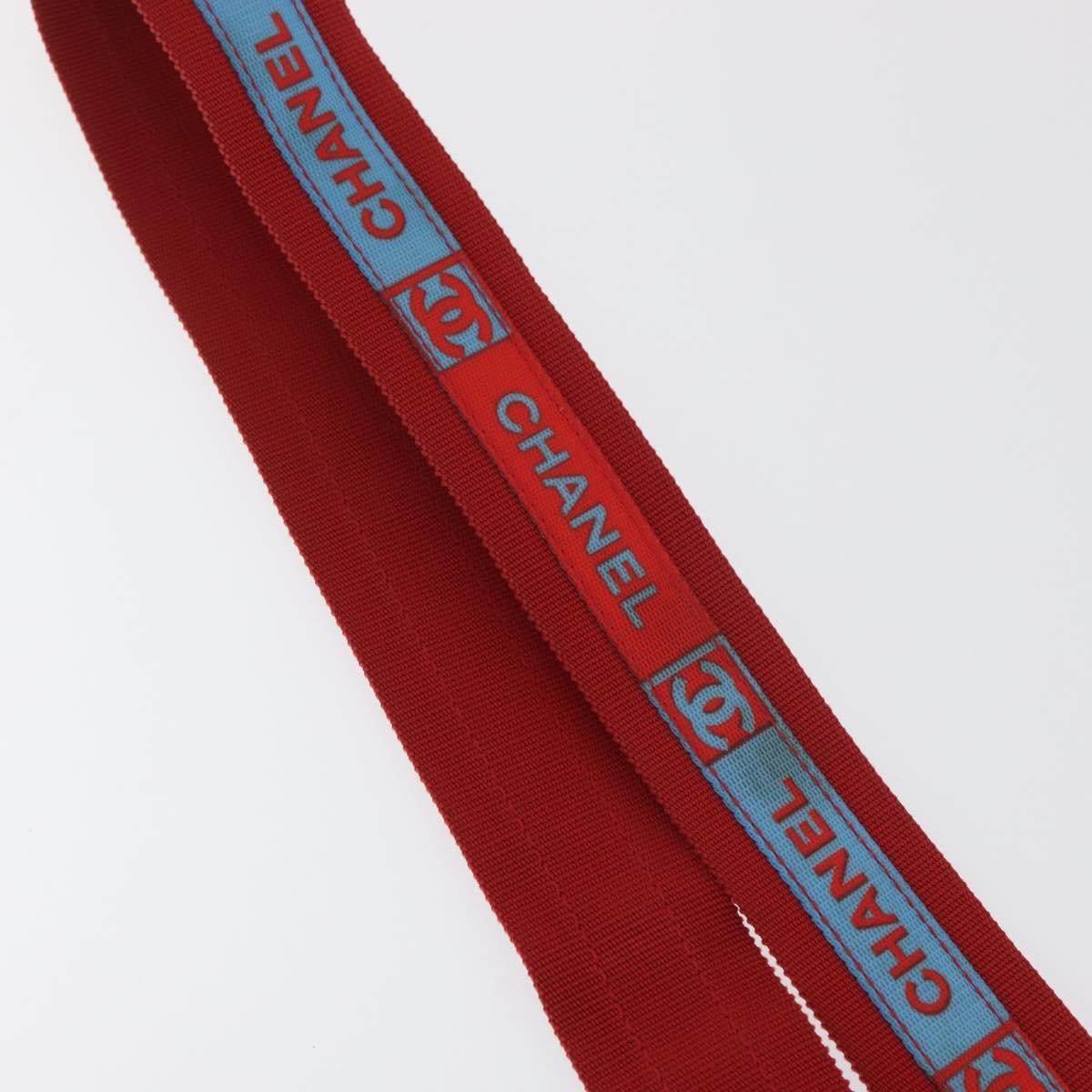 CHANEL Sports Shoulder Strap Nylon Red Silver CC Auth 180919