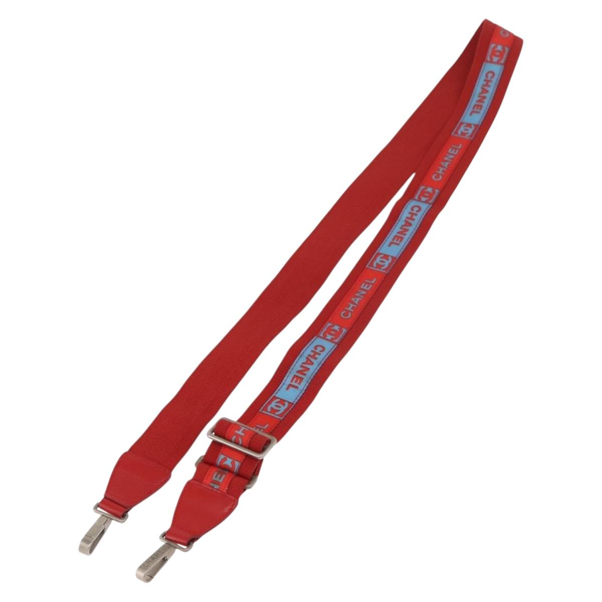 CHANEL Sports Shoulder Strap Nylon Red Silver CC Auth 180919