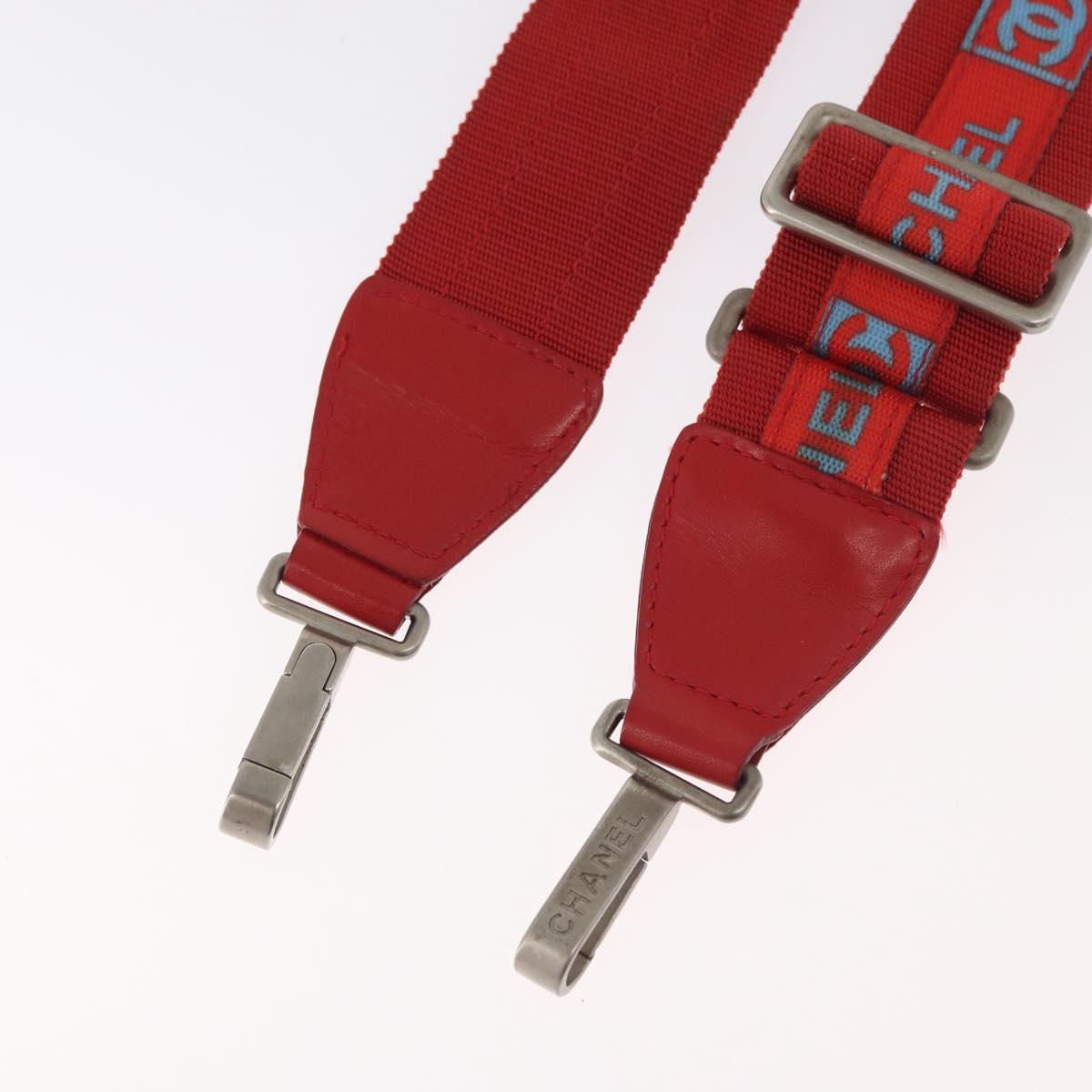 CHANEL Sports Shoulder Strap Nylon Red Silver CC Auth 180919