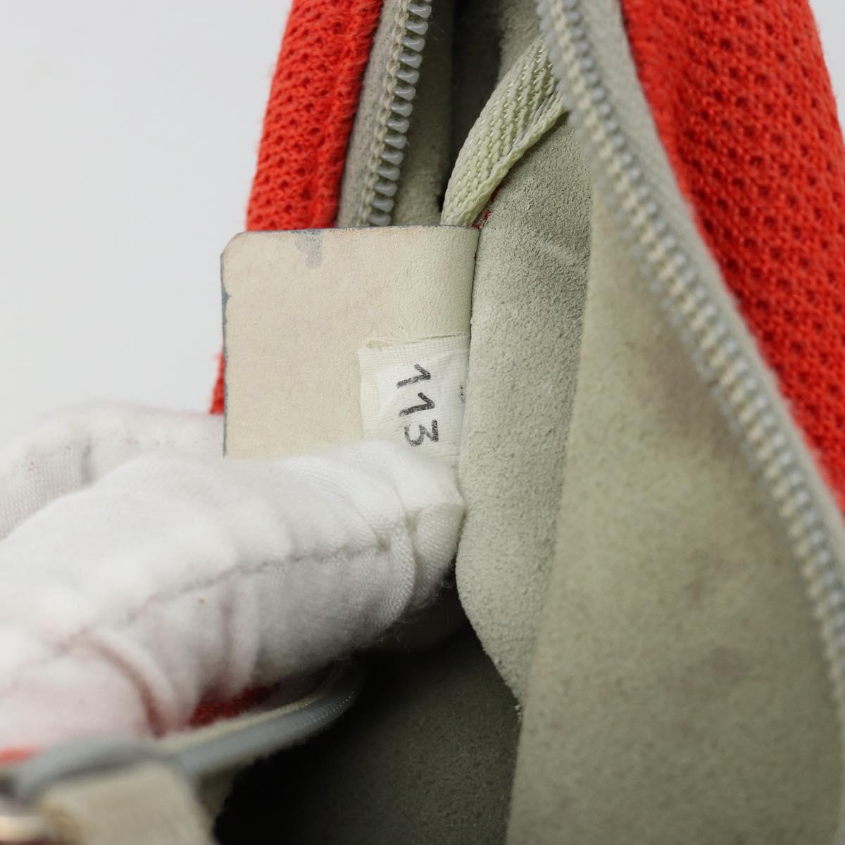 PRADA Sports Shoulder Bag Canvas Orange Silver Auth 180921