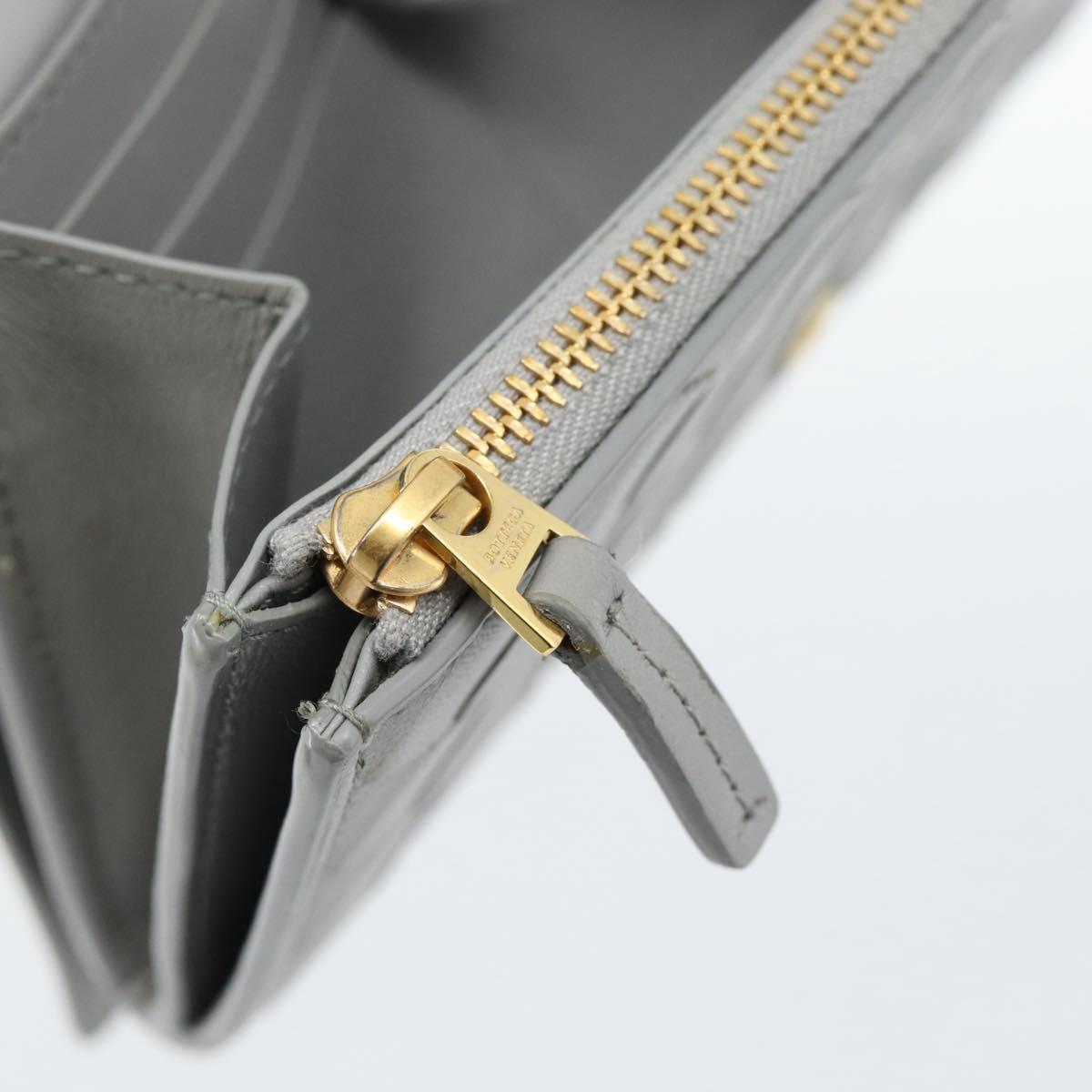 BOTTEGA VENETA MAXI INTRECCIATO Long Wallet Leather Gray Gold Auth 180930A