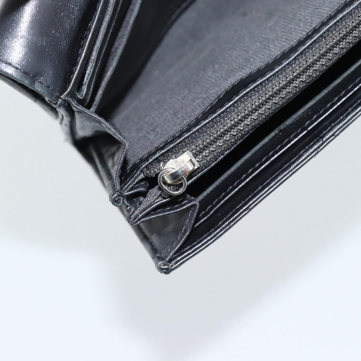CHANEL Matelasse Long Wallet Lamb Skin Black Silver CC Auth 180932