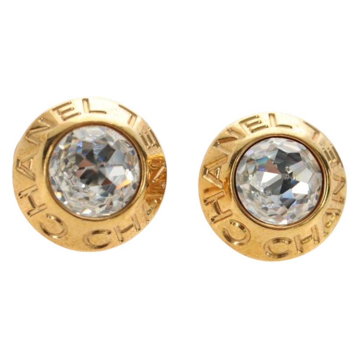 CHANEL Earring metal Gold Tone CC Auth 180936M