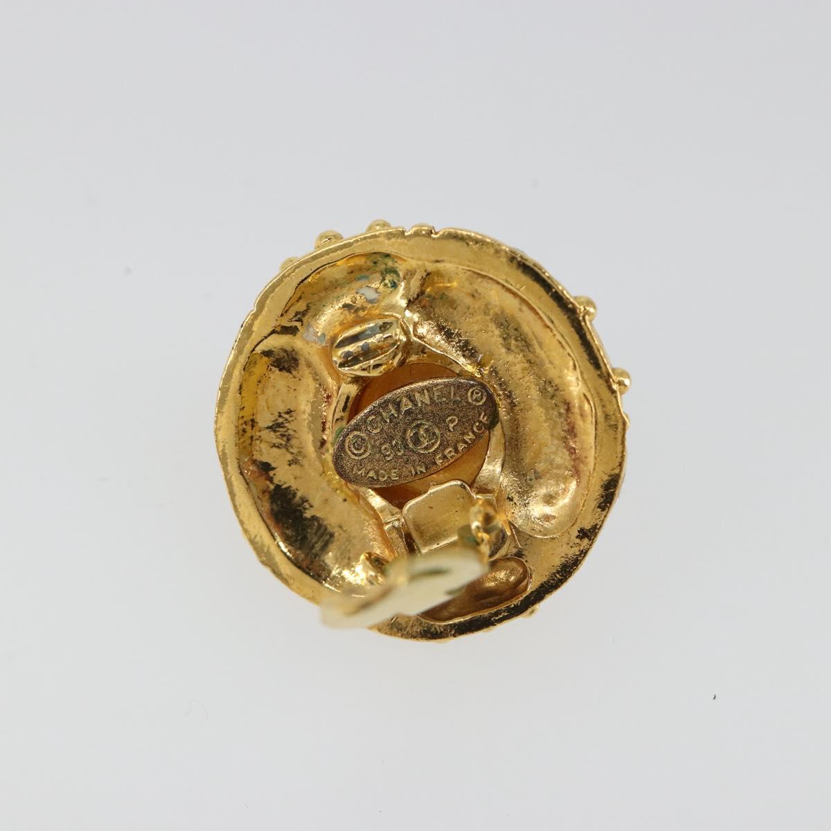 CHANEL Earring metal Gold Tone CC Auth 180937