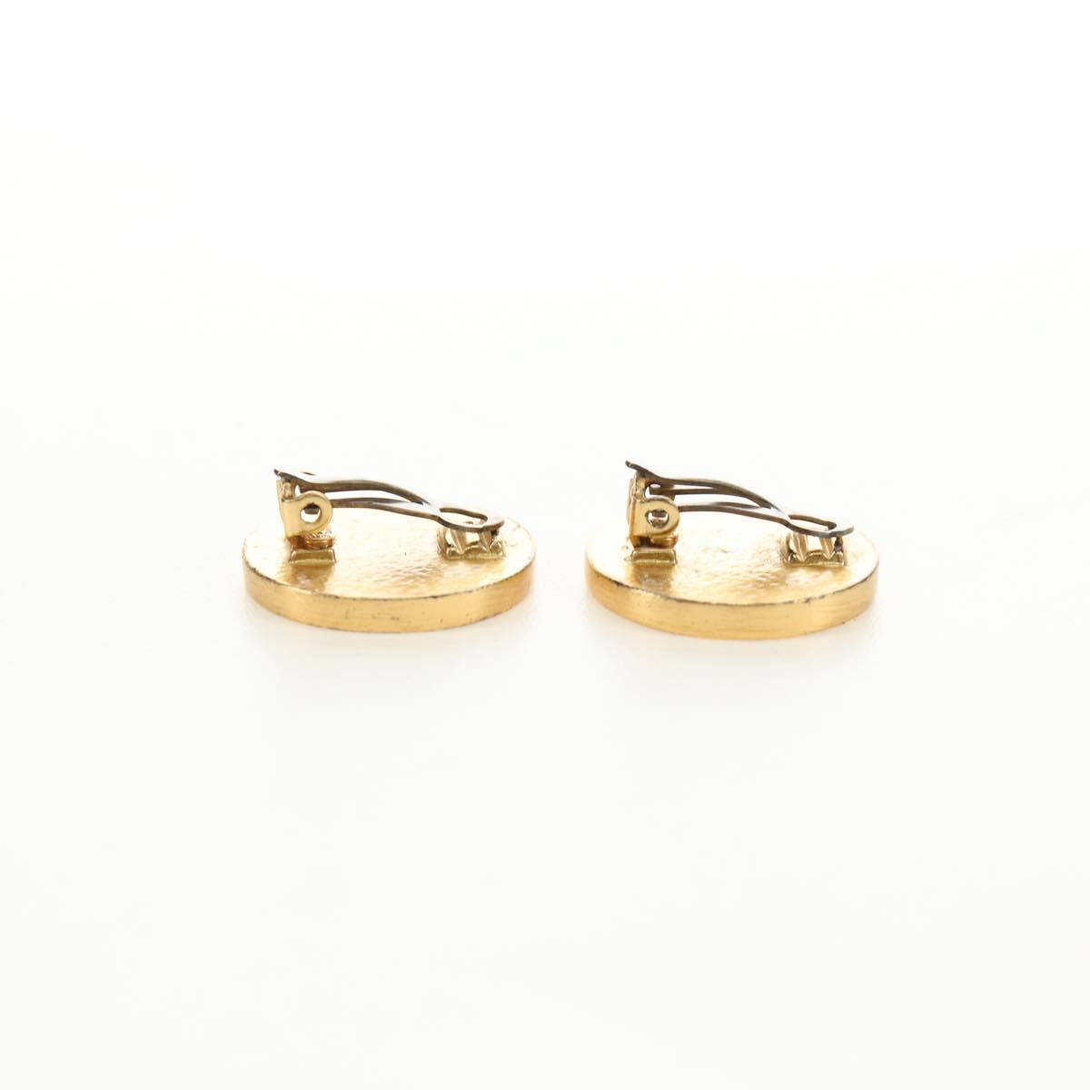 CHANEL Earring metal Gold Tone CC Auth 180939M