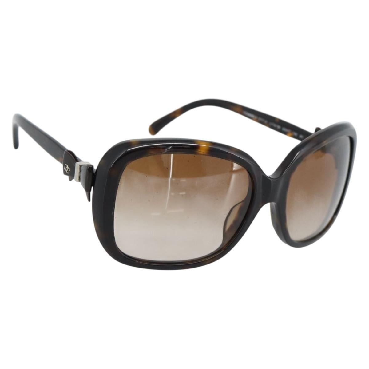 CHANEL Tortoise Pattern Sunglasses plastic Brown CC Auth 180941