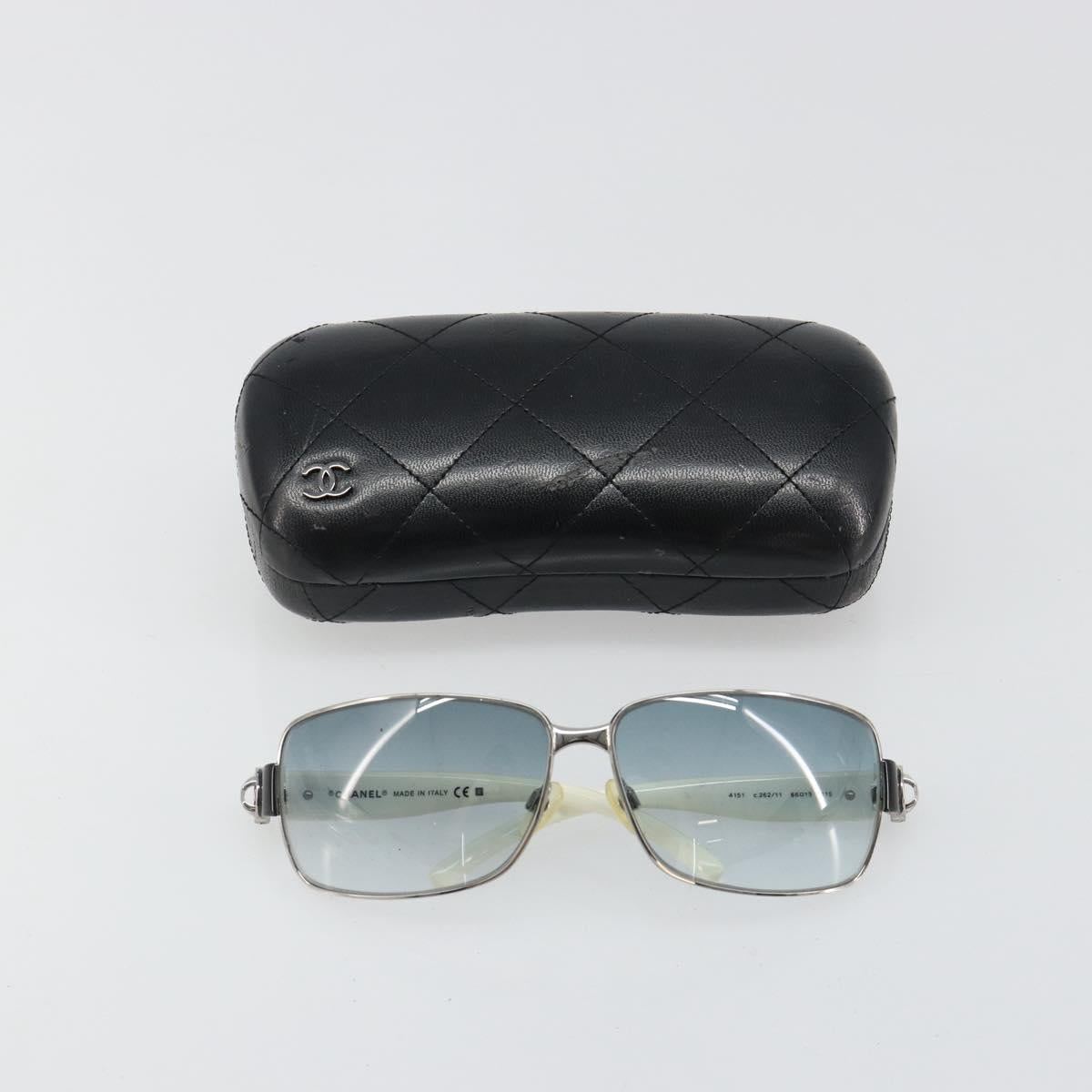 CHANEL Sunglasses plastic White CC Auth 180943