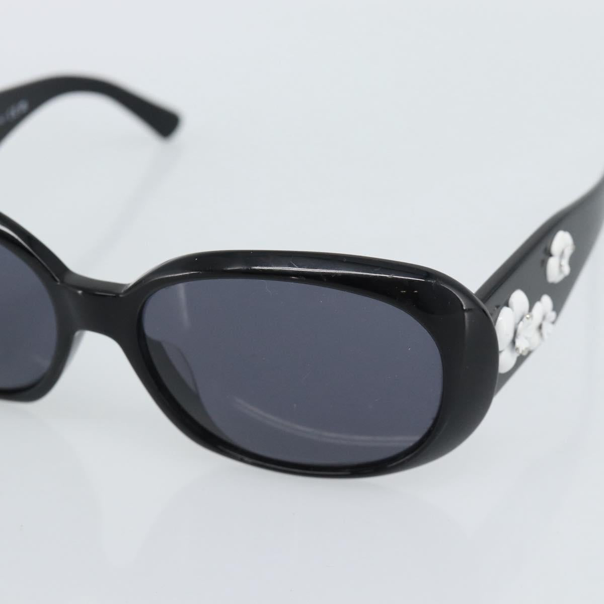 CHANEL Camelia Sunglasses plastic Black CC Auth 180945