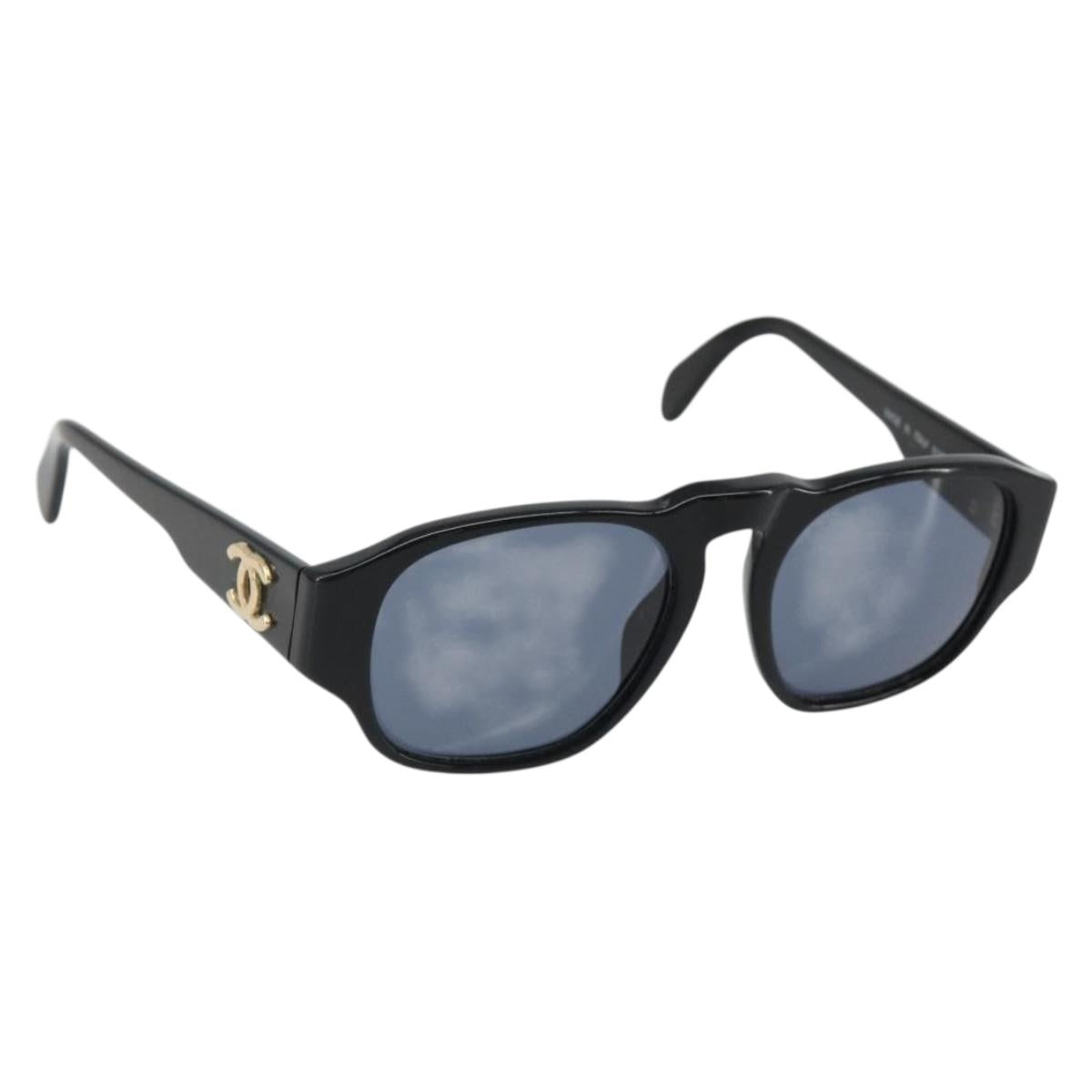 CHANEL Sunglasses plastic Black CC Auth 180946