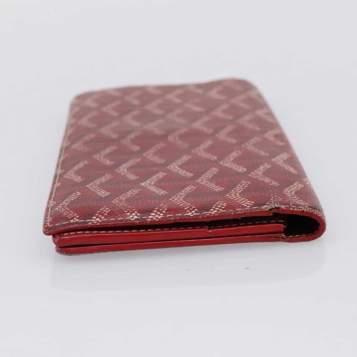GOYARD Long Wallet Coated Canvas Red Silver Auth 180965